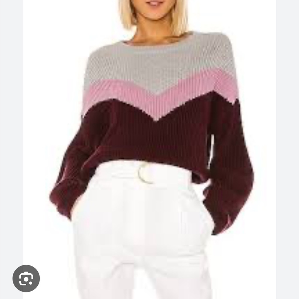 Women's Colorblock Sweater - Gray, Pink, and Brown